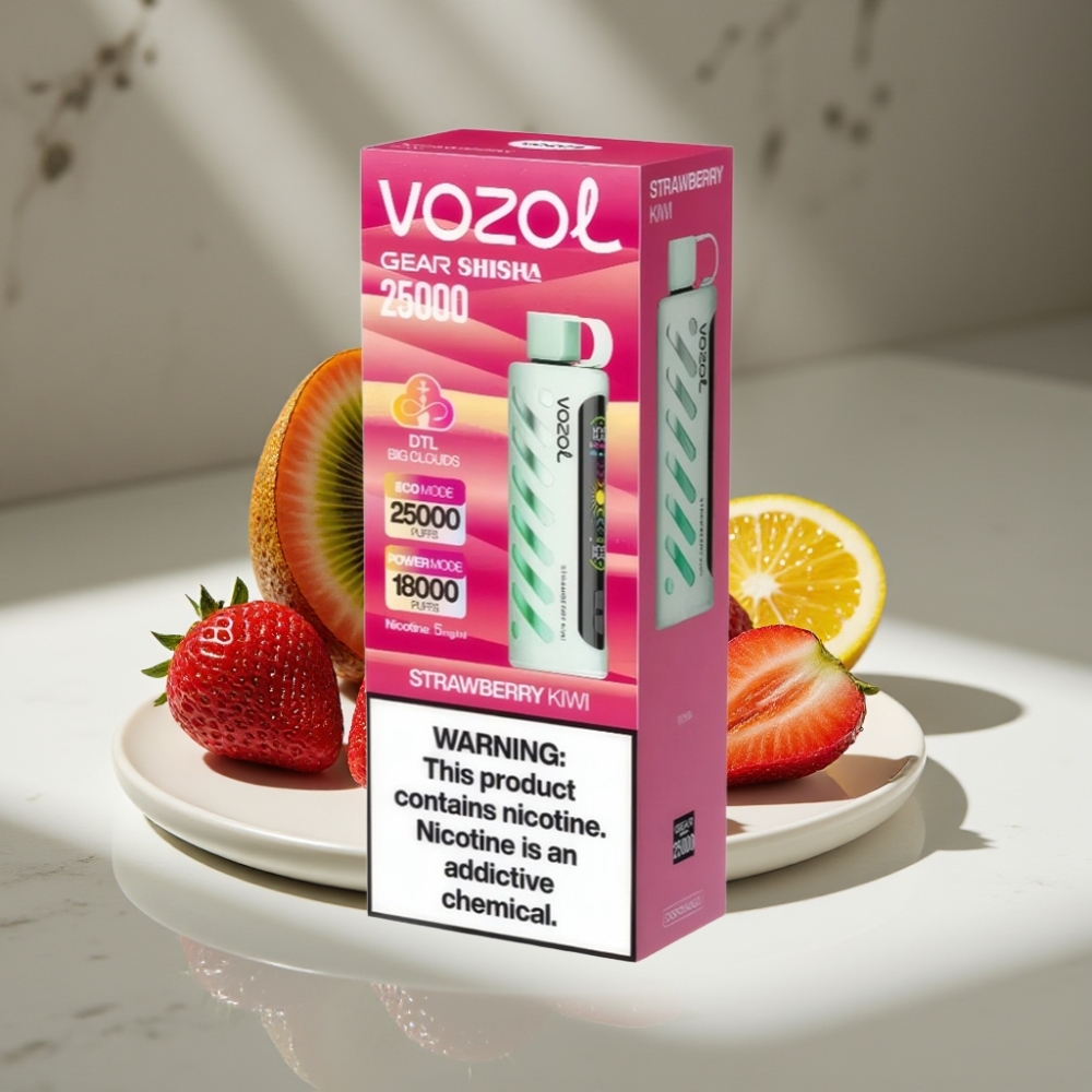 VOZOL Gear Shisha 25000 Puffs Fresa Kiwi S.i.L.C Tech Dual Mesh 1000mAh 5mg/ml