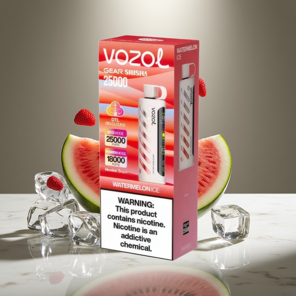 VOZOL Gear Shisha 25000 Puffs Sandía Hielo Dual Mesh S.i.L.C Tech 1000mAh 5mg/ml