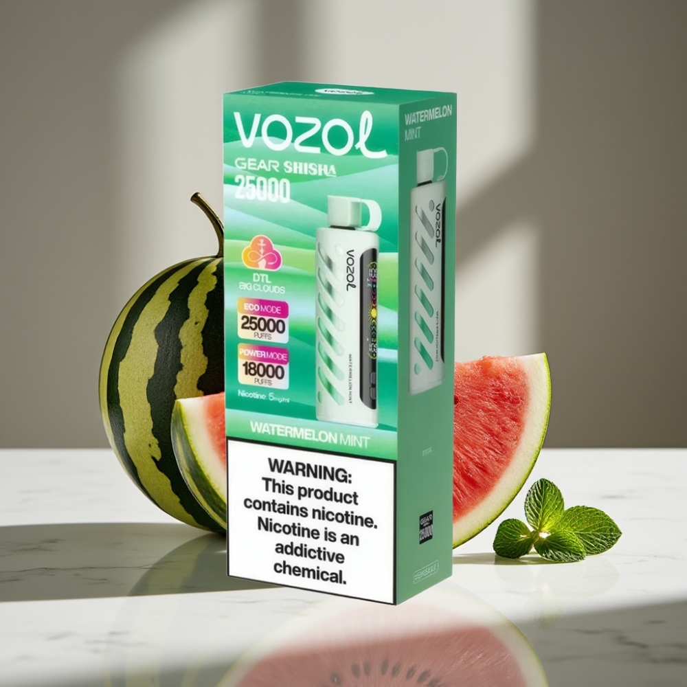 VOZOL Gear Shisha 25000 Puffs Sandía Menta S.i.L.C Tech Dual Mesh 1000mAh
