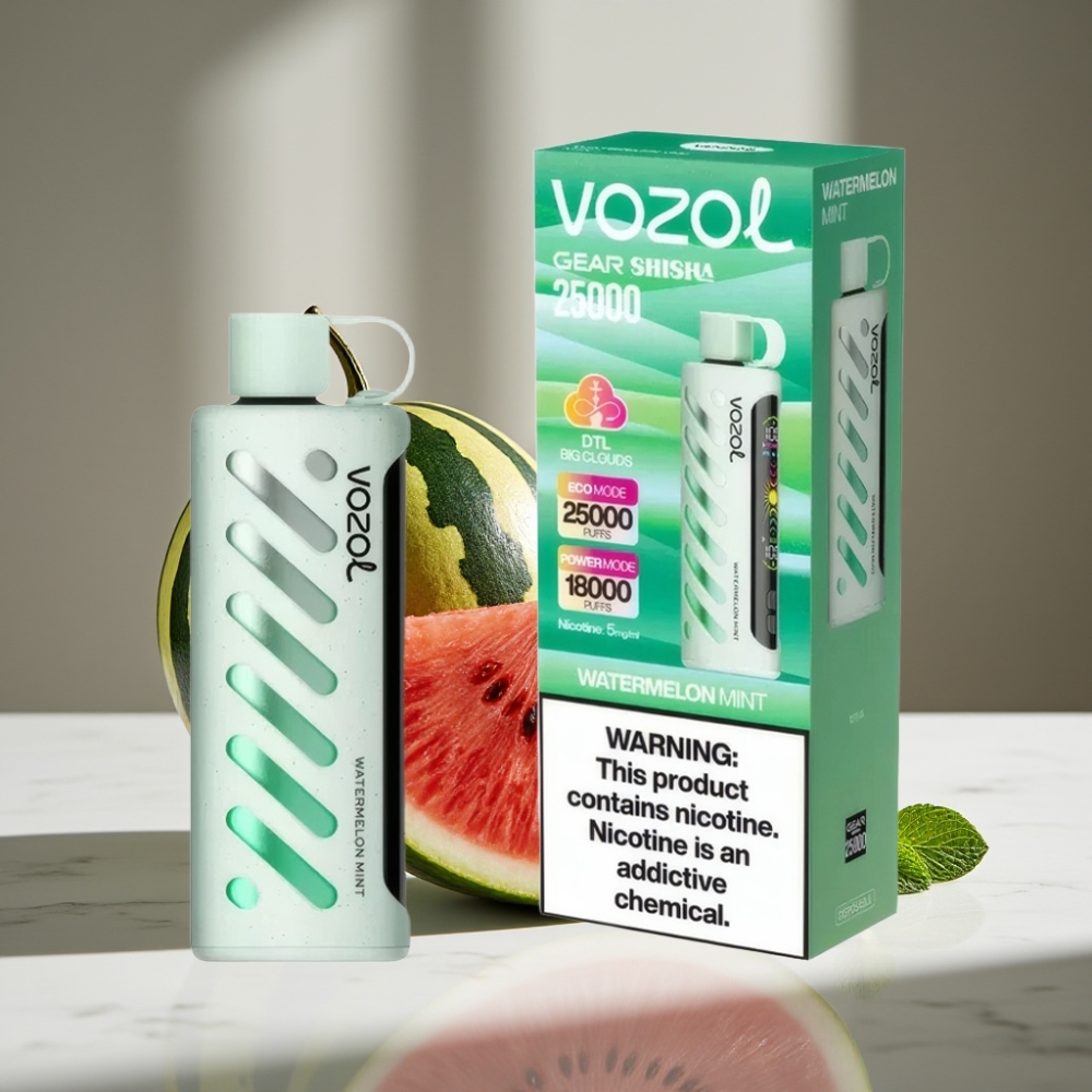 VOZOL Gear Shisha 25000 Puffs Sandía Menta S.i.L.C Tech Dual Mesh 1000mAh